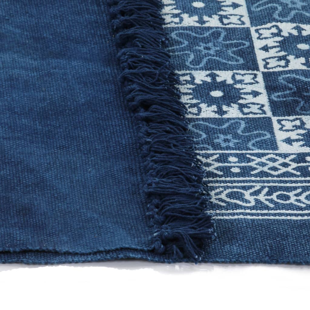 Kilim Rug Cotton 120x180 cm with Pattern Blue