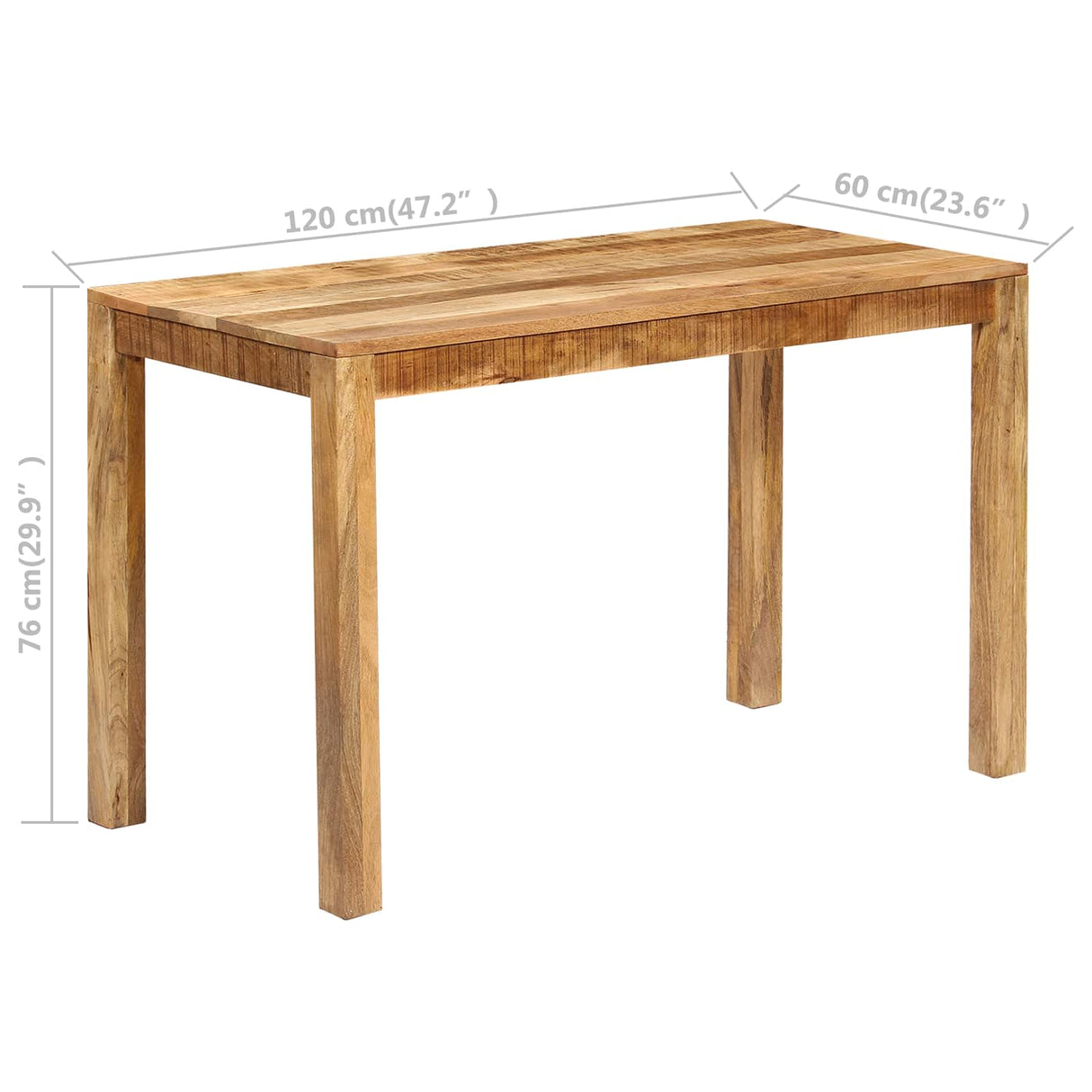 Dining Table Brown 60 x 120 x 76 cm Solid Mango Wood