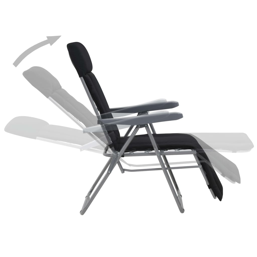 Folding Chairs with Cushions 2 pcs Black