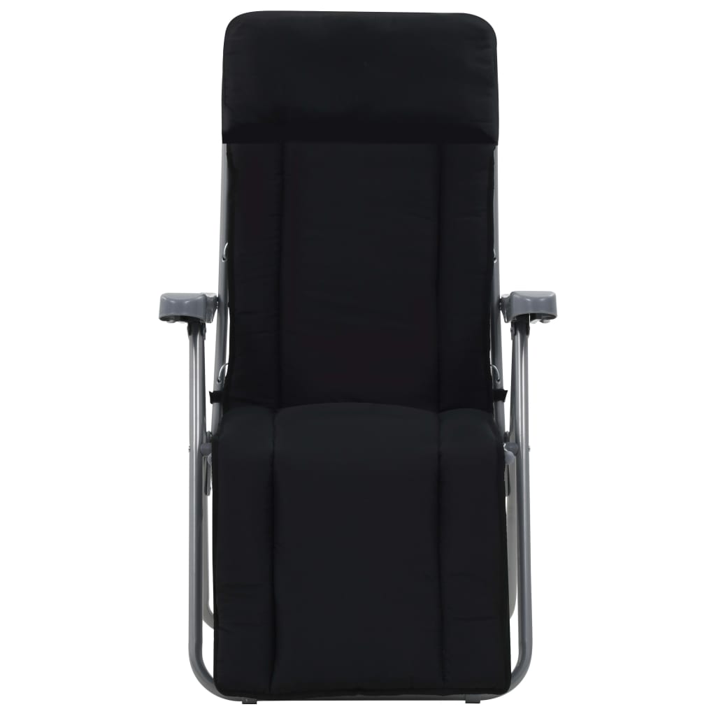 Folding Chairs with Cushions 2 pcs Black