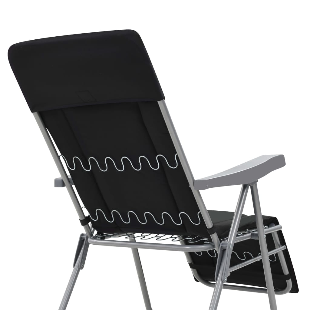 Folding Chairs with Cushions 2 pcs Black