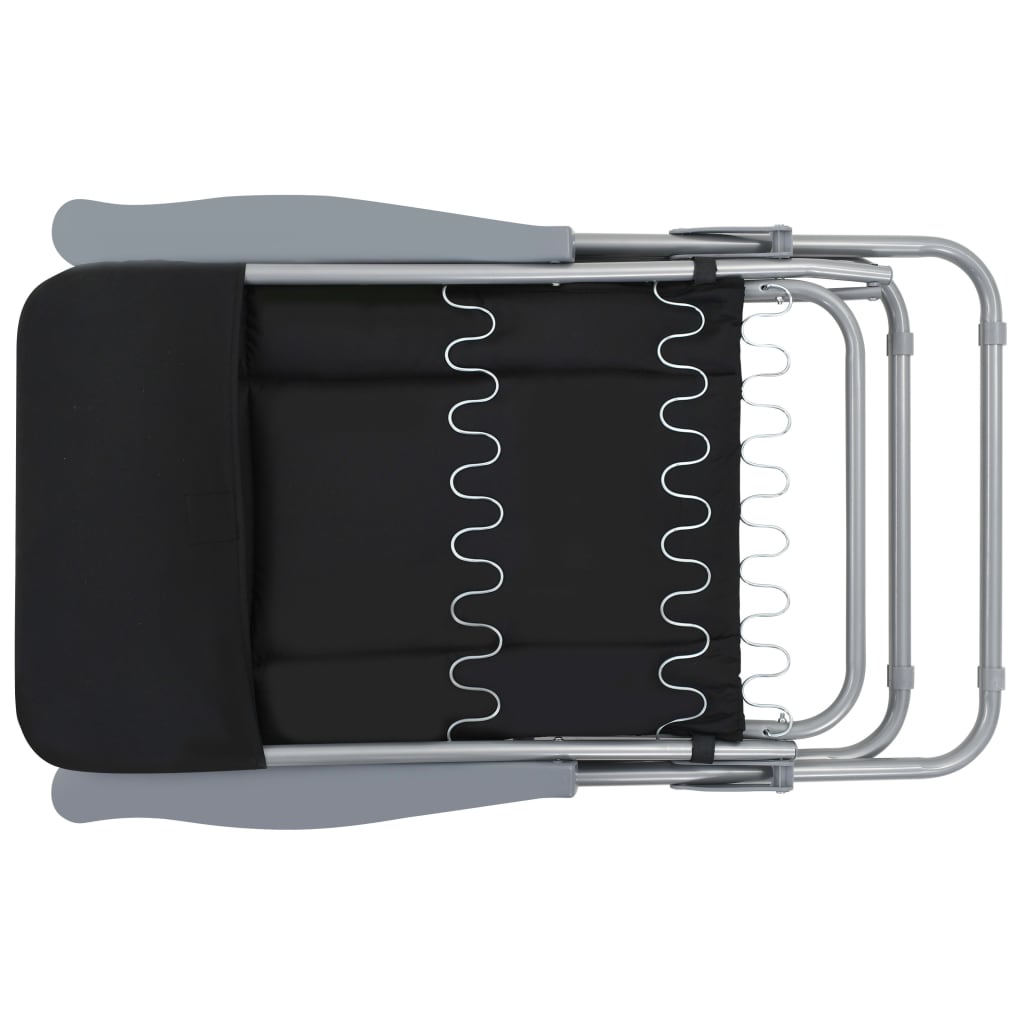 Folding Chairs with Cushions 2 pcs Black