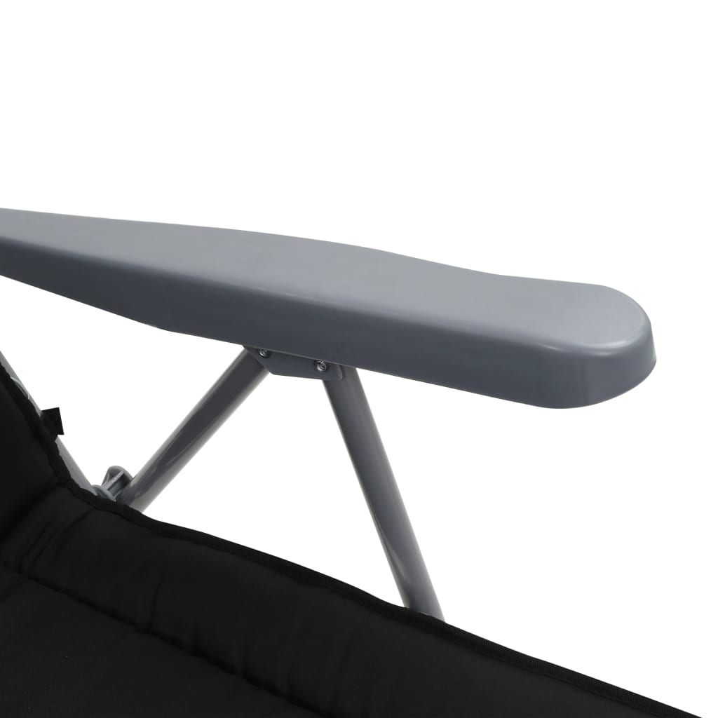 Folding Chairs with Cushions 2 pcs Black