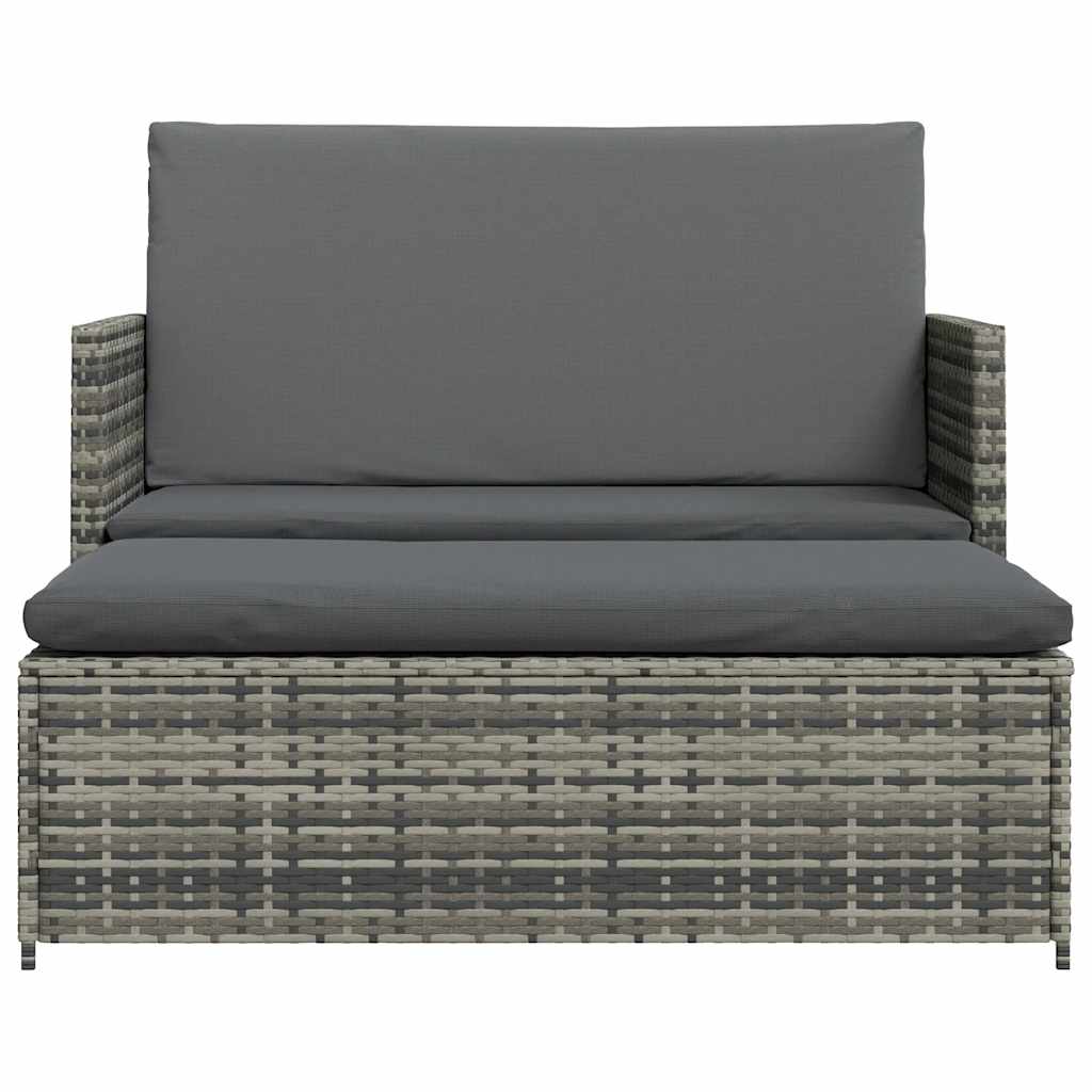2 Piece Garden Lounge Set with Cushions Poly Rattan Grey