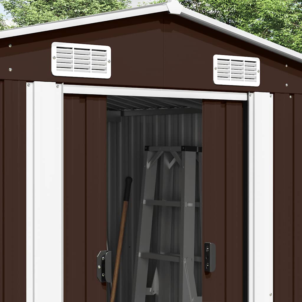 Garden Shed 257x392x181 cm Metal Brown