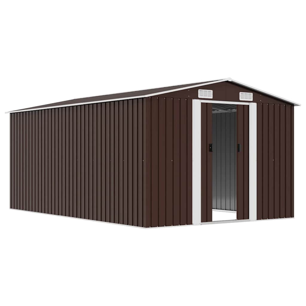 Garden Shed 257x392x181 cm Metal Brown