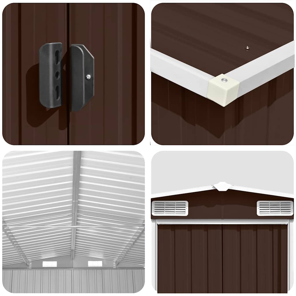 Garden Shed 257x392x181 cm Metal Brown