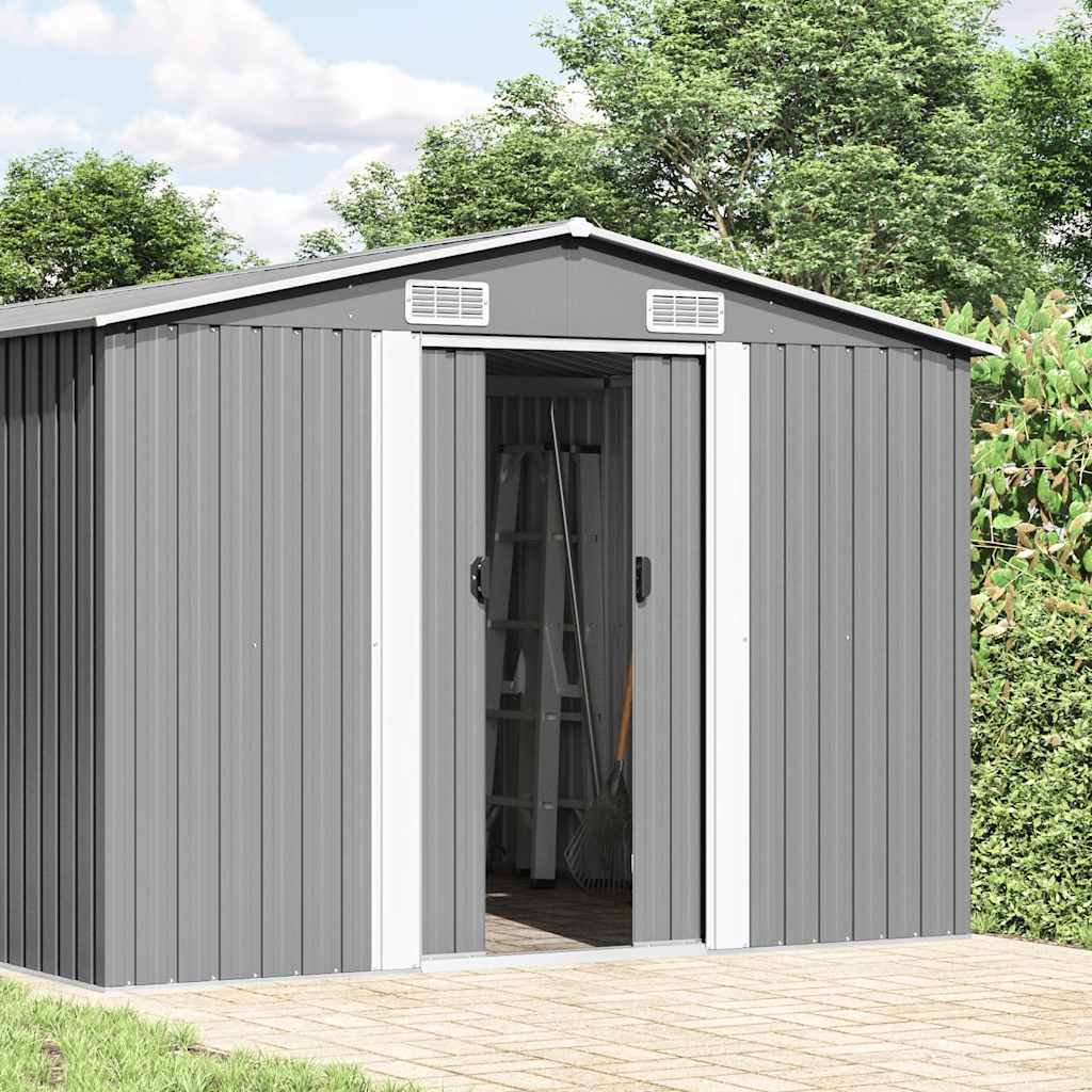 Garden Shed 257x580x181 cm Metal Grey