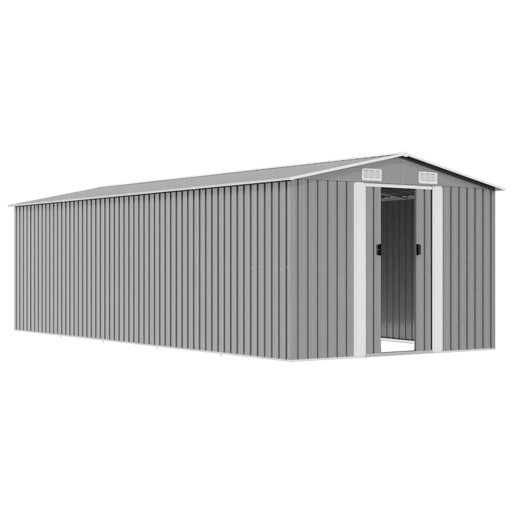Garden Shed 257x580x181 cm Metal Grey