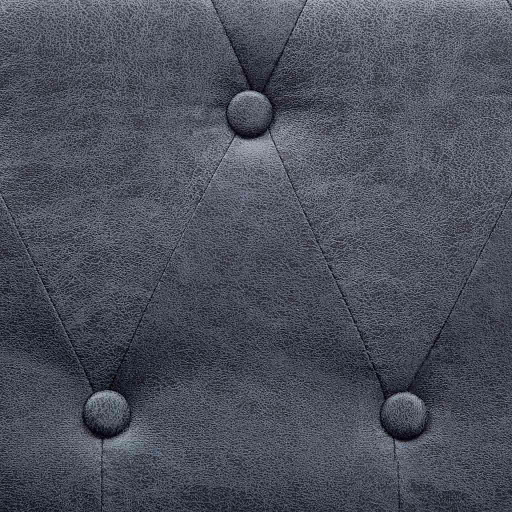2-Seater Chesterfield Sofa Artificial Suede Leather Grey