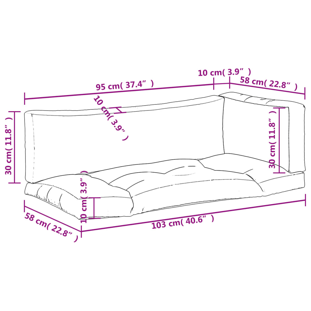 Pallet Cushions 3 pcs Red Fabric