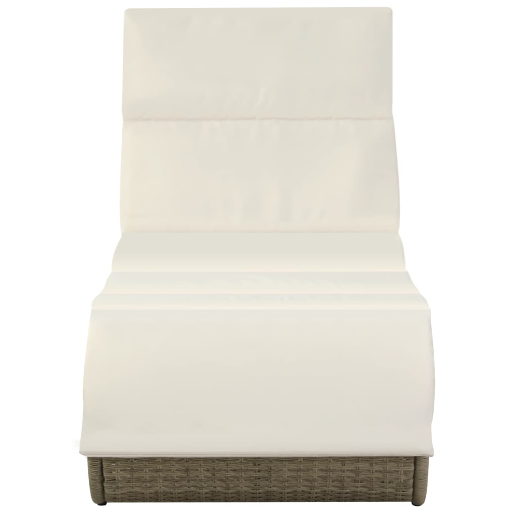 Sun Lounger with Cushion Poly Rattan Grey