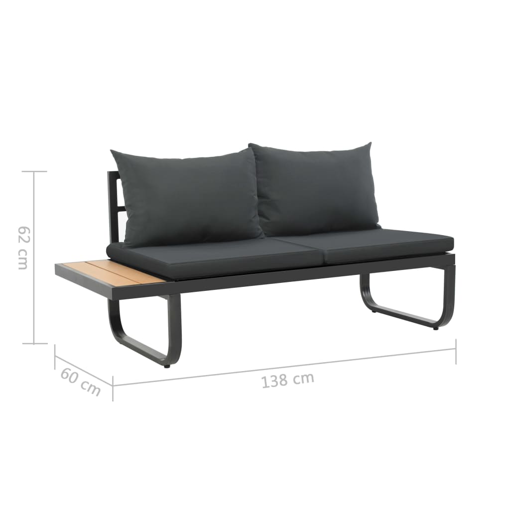 2 Piece Garden Corner Sofa Set with Cushions Aluminium WPC