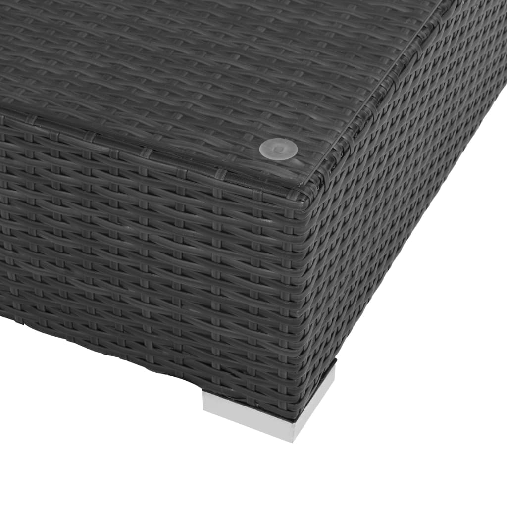 7 Piece Garden Lounge Set with Cushions Poly Rattan Black