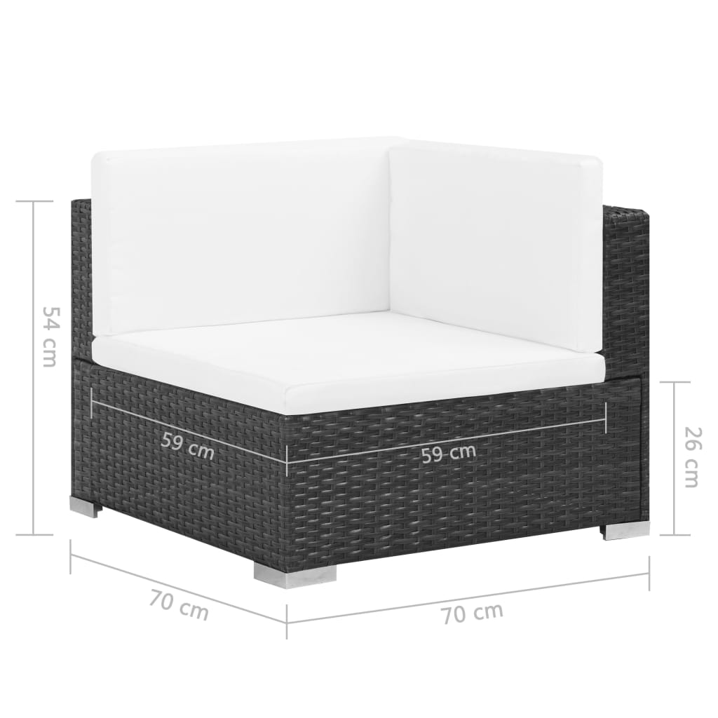 7 Piece Garden Lounge Set with Cushions Poly Rattan Black