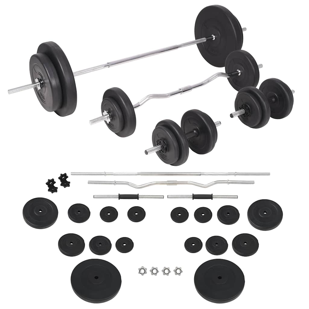 Workout Bench with Weight Rack&Barbell and Dumbbell Set 90 kg