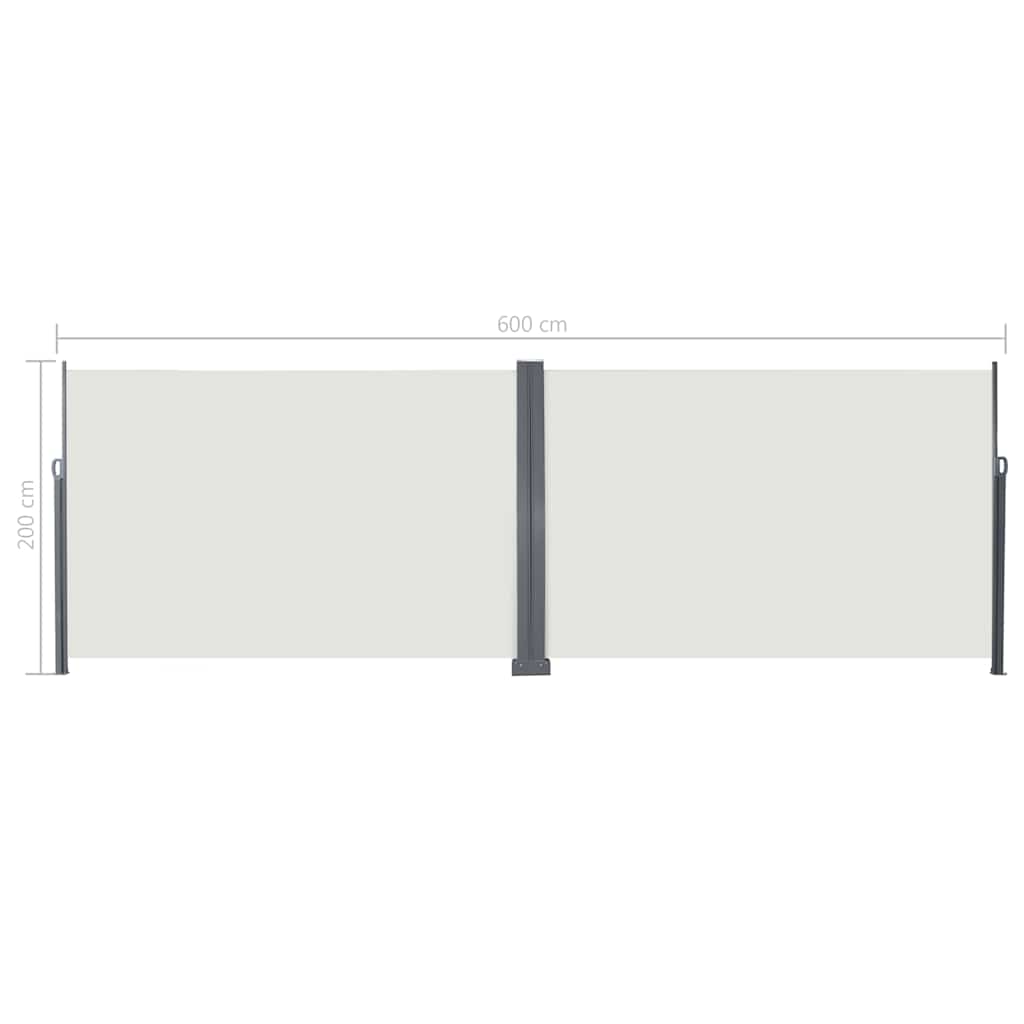Retractable Side Awning Cream 600 x 200 cm Metal
