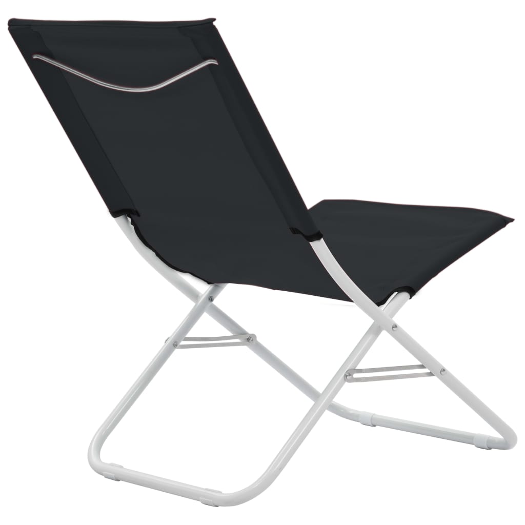 Folding Beach Chairs 2 pcs Black