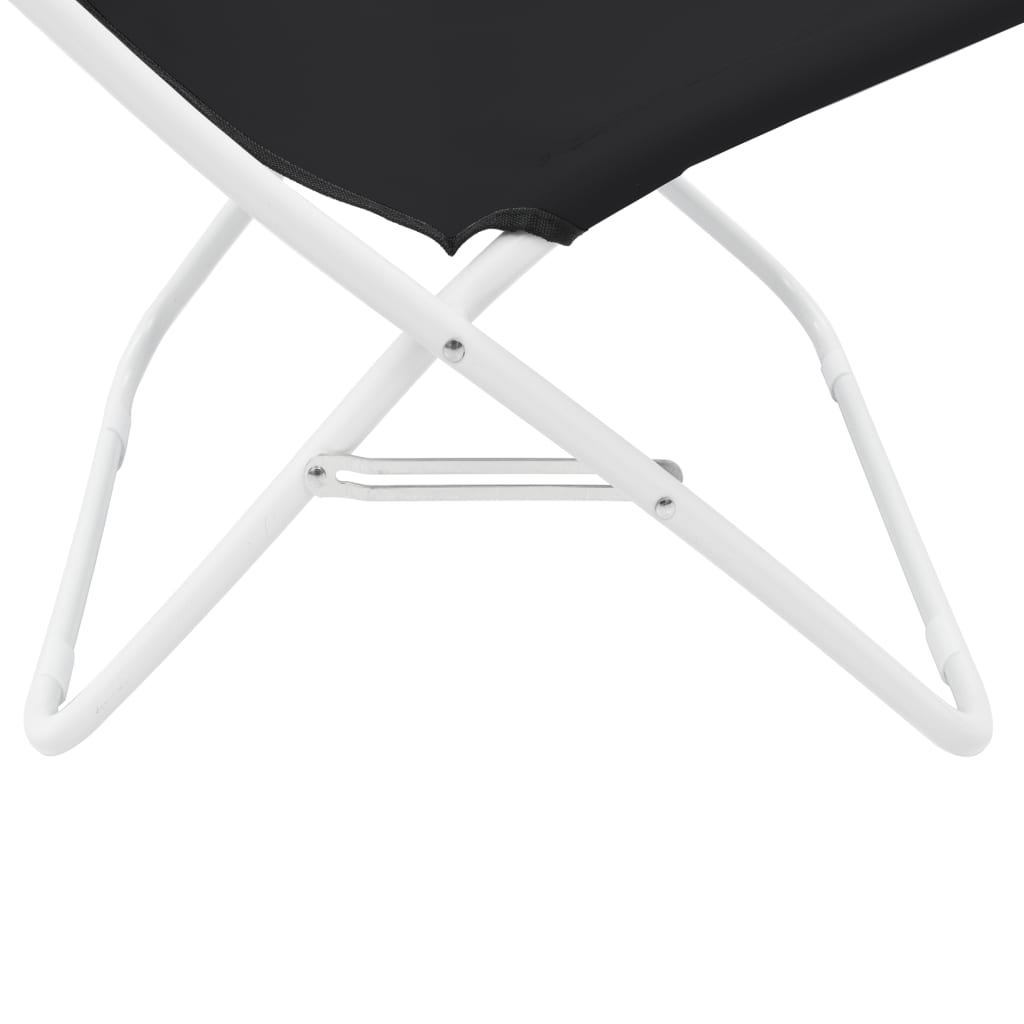 Folding Beach Chairs 2 pcs Black