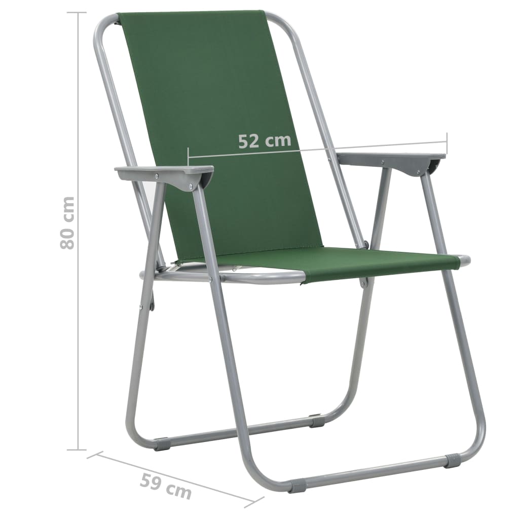 Folding Camping Chairs 2 pcs 52x59x80 cm Green
