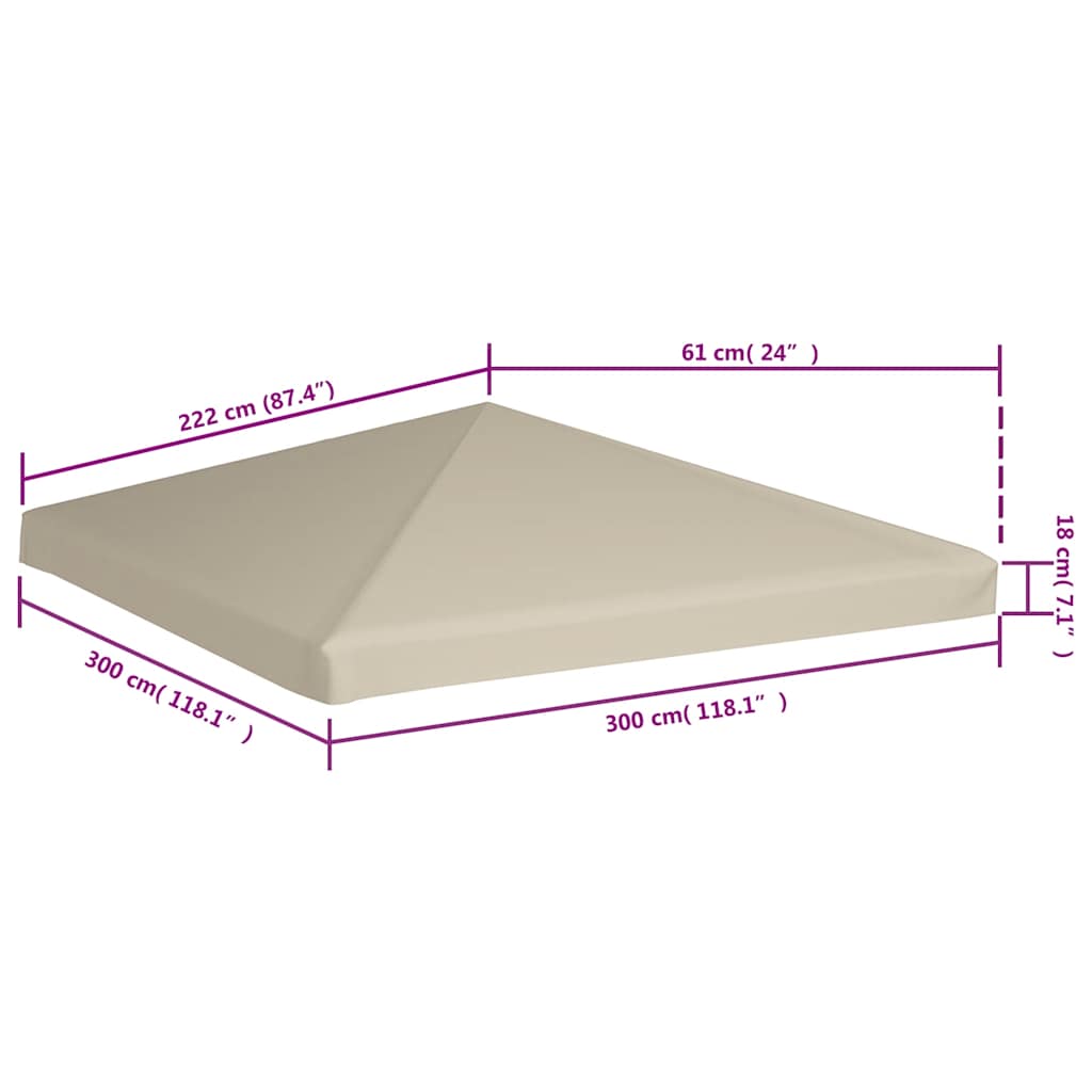 Gazebo Top Cover 310 g/m² 3x3 m Beige