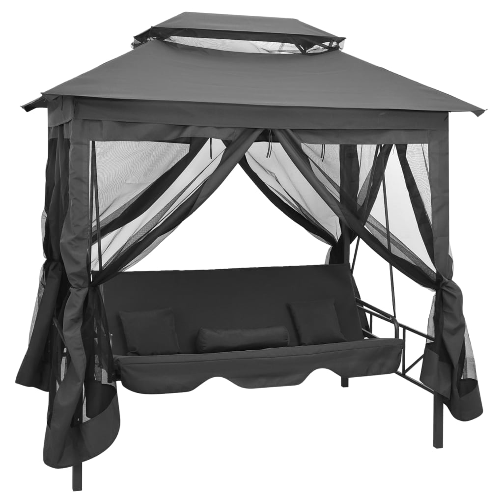Outdoor Convertible Swing Bench with Canopy 220x160x240 cm