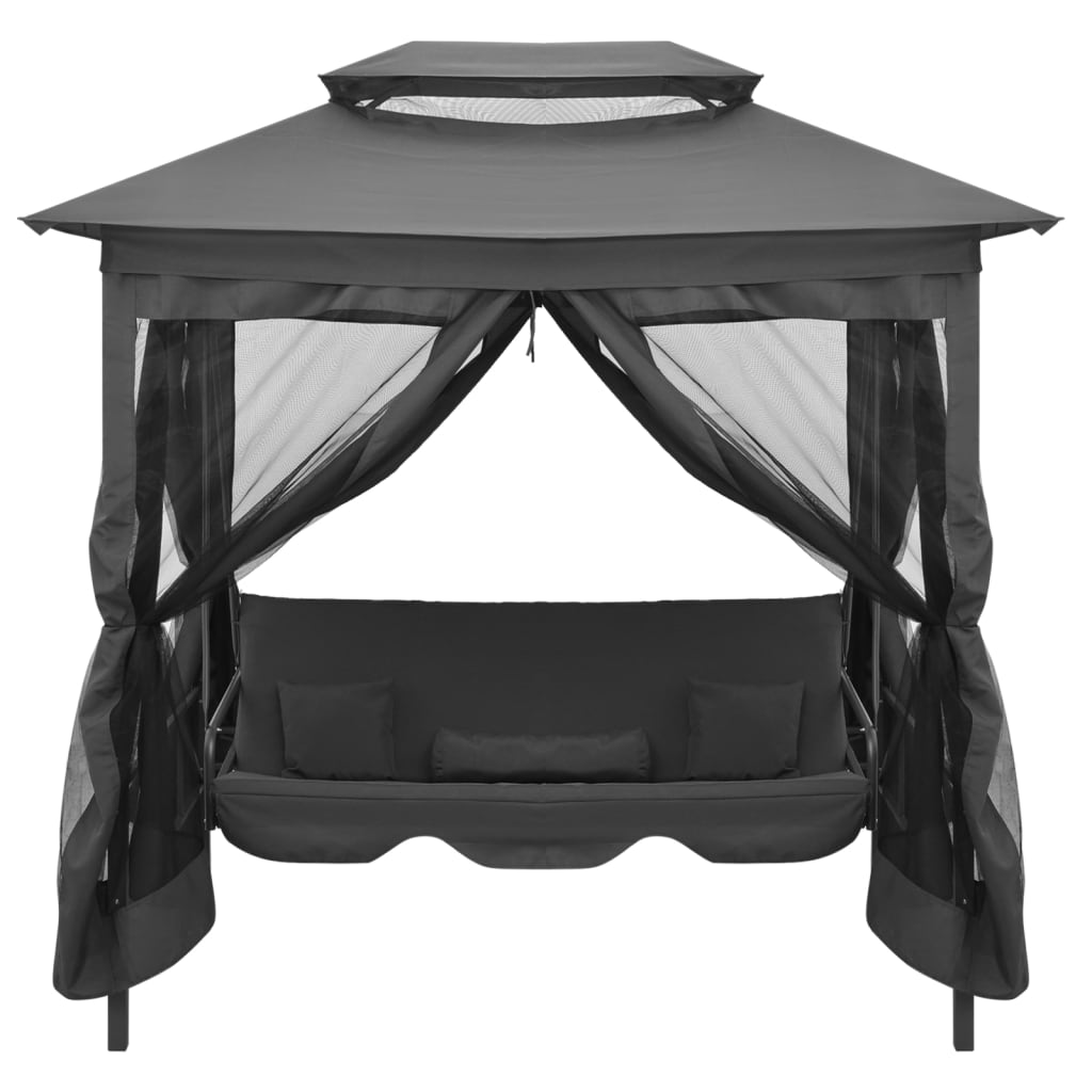 Outdoor Convertible Swing Bench with Canopy 220x160x240 cm