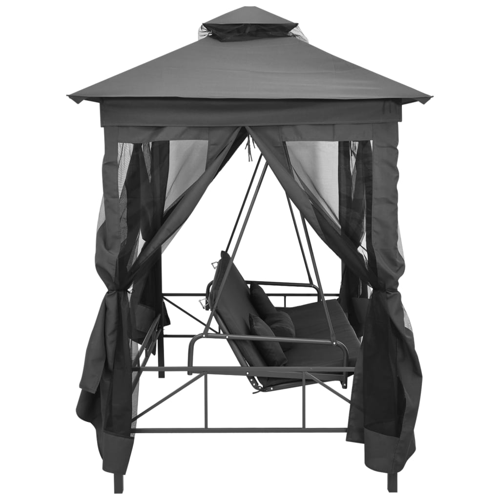Outdoor Convertible Swing Bench with Canopy 220x160x240 cm