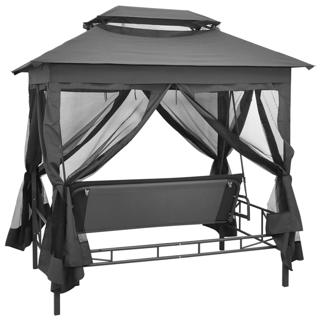 Outdoor Convertible Swing Bench with Canopy 220x160x240 cm
