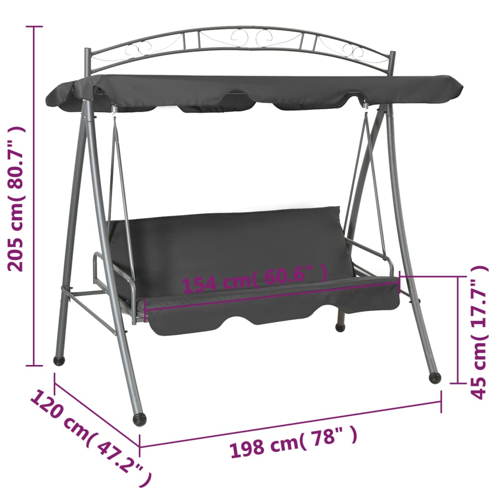 Outdoor Convertible Swing Bench with Canopy 198x120x205 cm