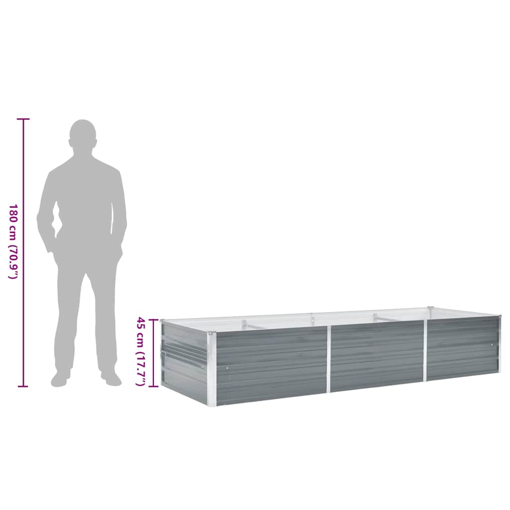 Garden Raised Bed Galvanised Steel 240x80x45 cm Grey