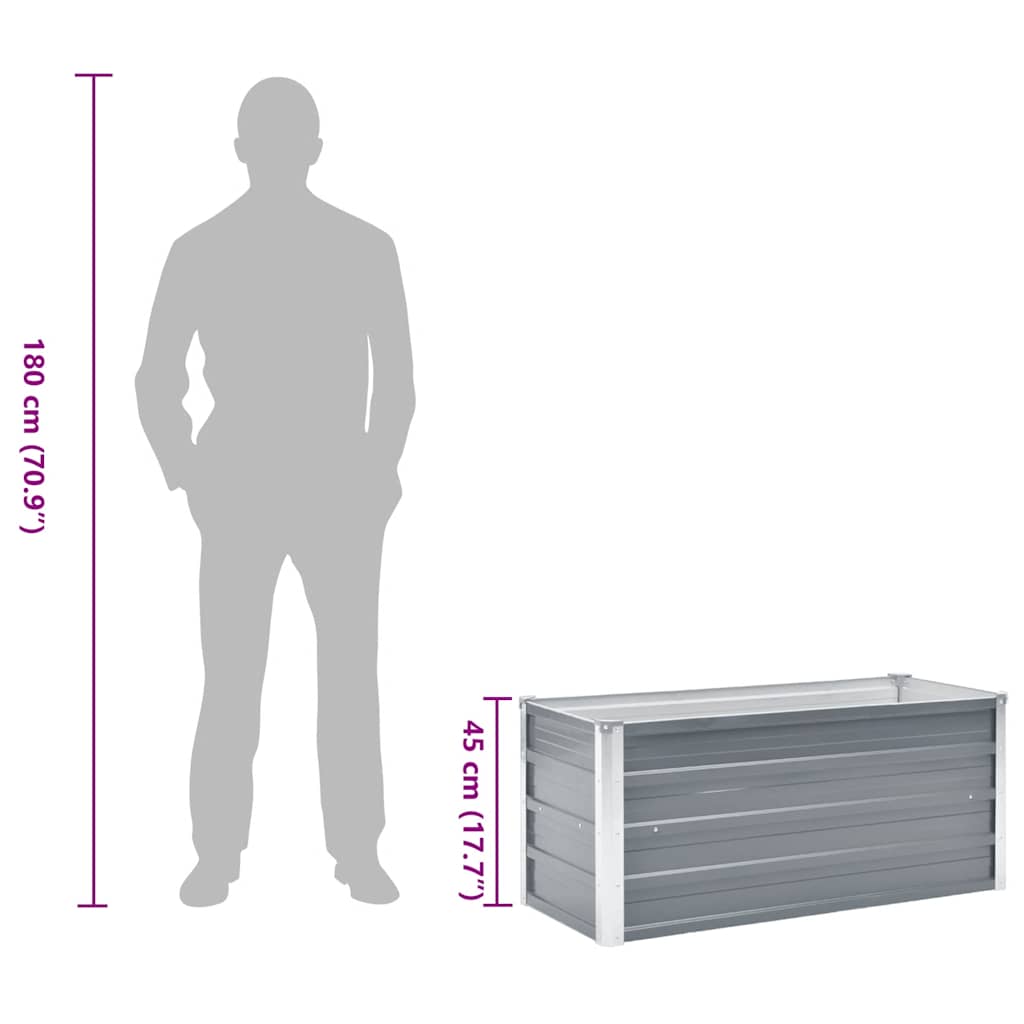 Garden Raised Bed Galvanised Steel 100x40x45 cm Grey