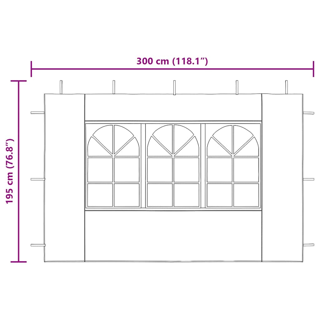 Party Tent Sidewall 2 pcs with Window PE Green