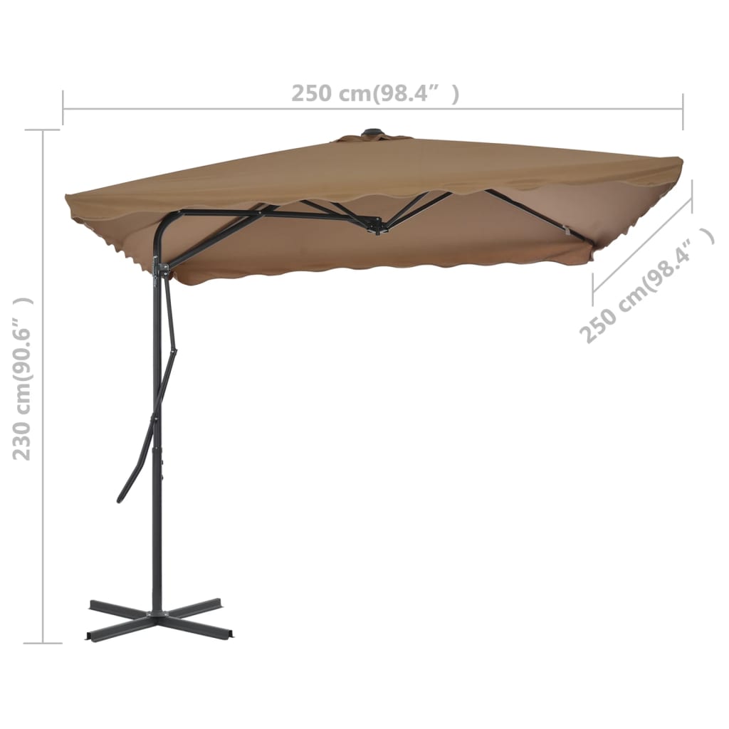 Garden Parasol with Steel Pole 250x250 cm Taupe