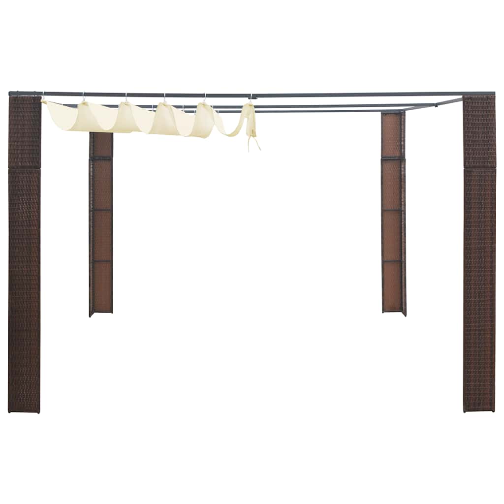 Gazebo with Roof Poly Rattan 300x300x220 cm Brown and Cream
