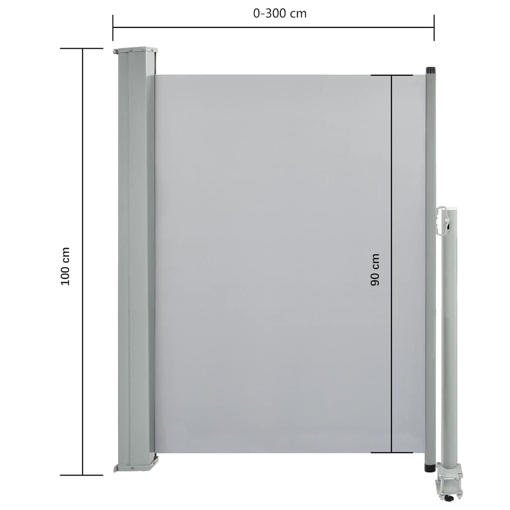 Patio Retractable Side Awning 100 x 300 cm Grey