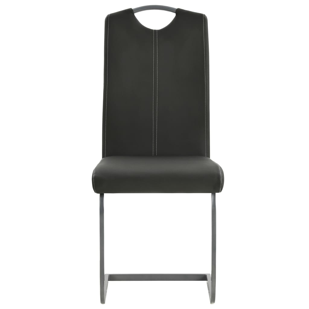 Cantilever Dining Chairs 6 pcs Grey Faux Leather