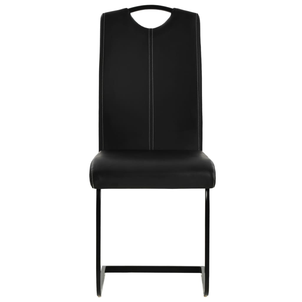 Cantilever Dining Chairs 6 pcs Black Faux Leather