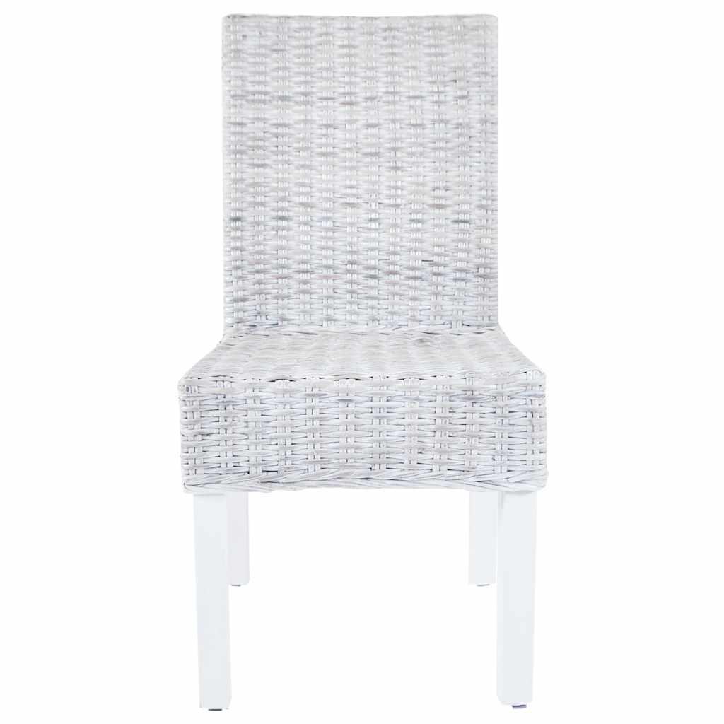 Dining Chairs 4 pcs White Kubu Rattan and Mango Wood