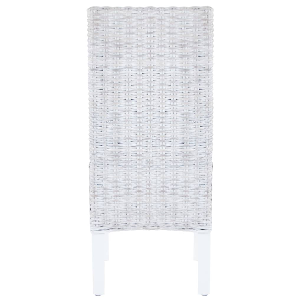 Dining Chairs 4 pcs White Kubu Rattan and Mango Wood