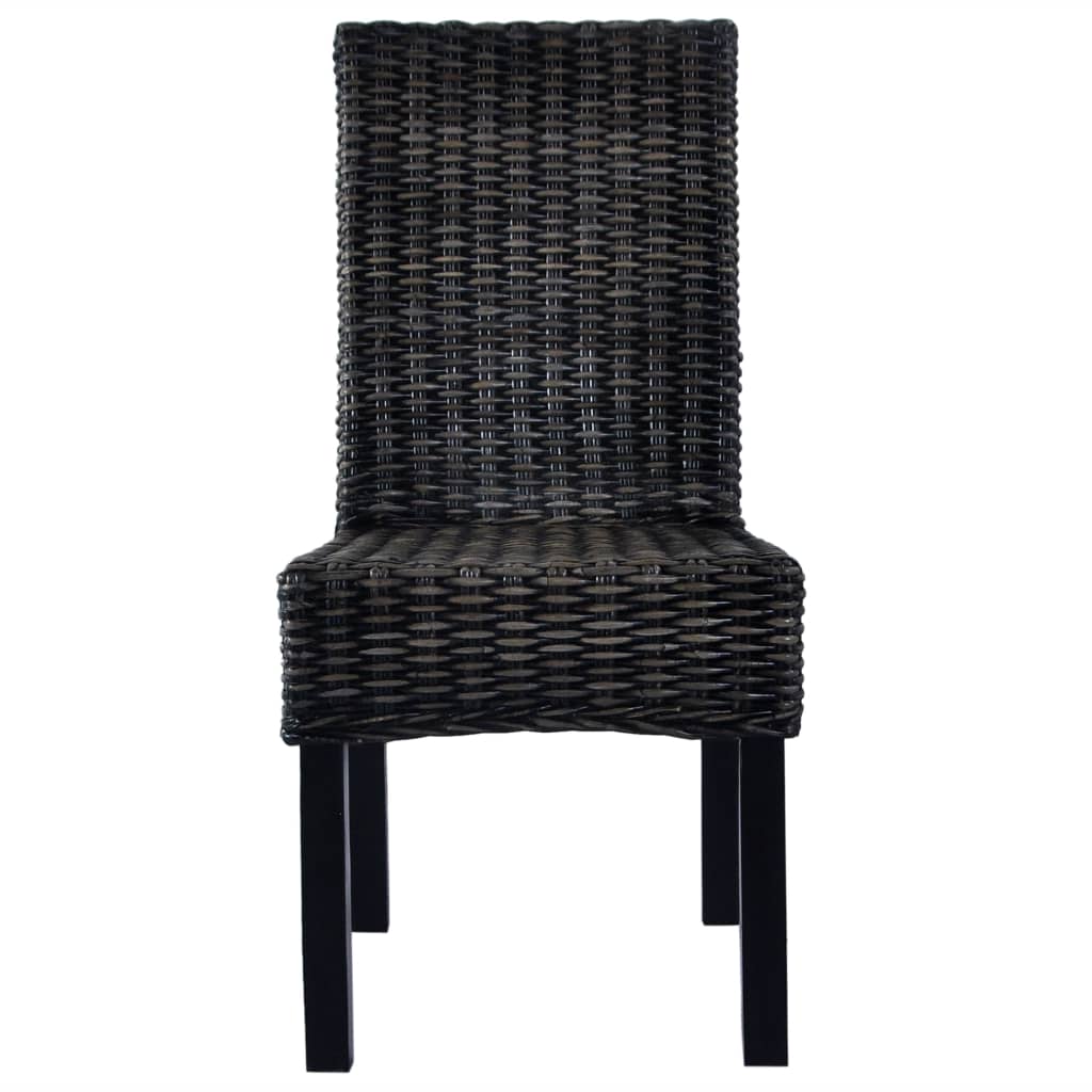 Dining Chairs 6 pcs Black Kubu Rattan and Mango Wood