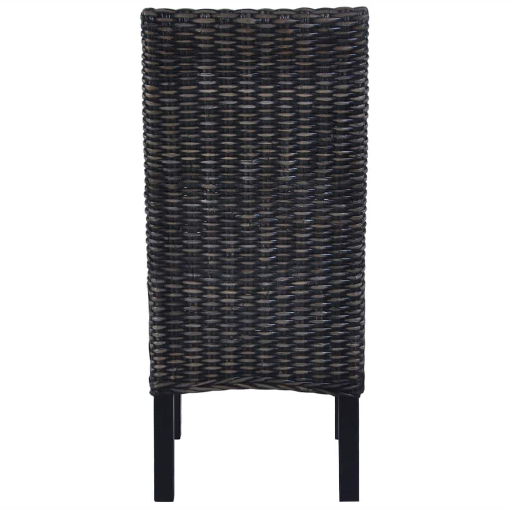 Dining Chairs 6 pcs Black Kubu Rattan and Mango Wood
