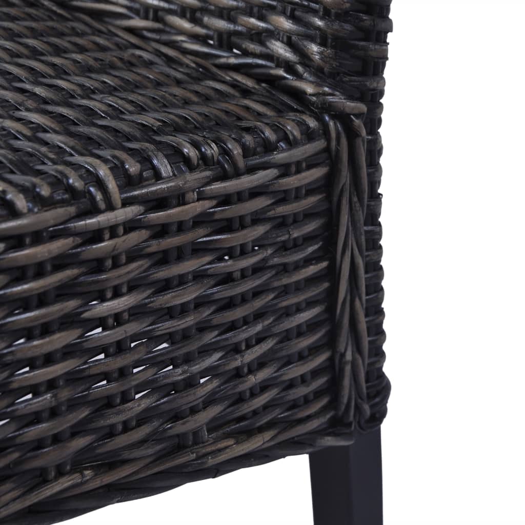 Dining Chairs 6 pcs Black Kubu Rattan and Mango Wood