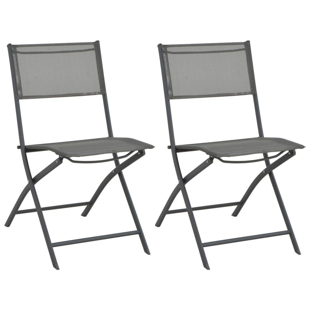 5 Piece Folding Outdoor Dining Set Steel and Textilene Grey