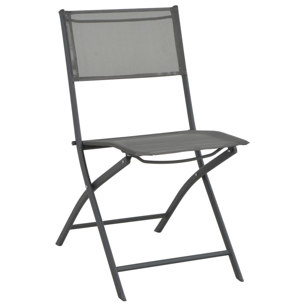 5 Piece Folding Outdoor Dining Set Steel and Textilene Grey