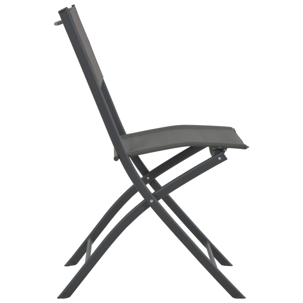5 Piece Folding Outdoor Dining Set Steel and Textilene Grey