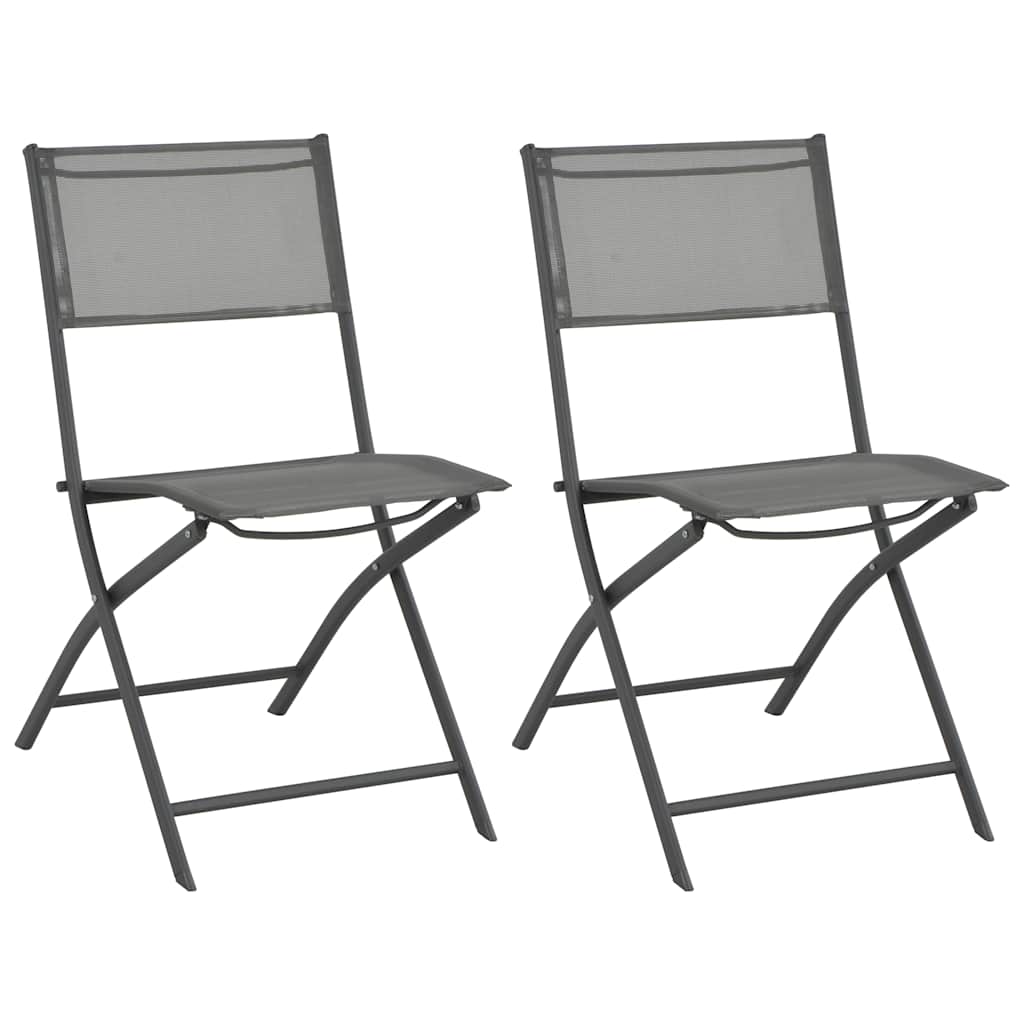 7 Piece Folding Outdoor Dining Set Steel and Textilene Grey