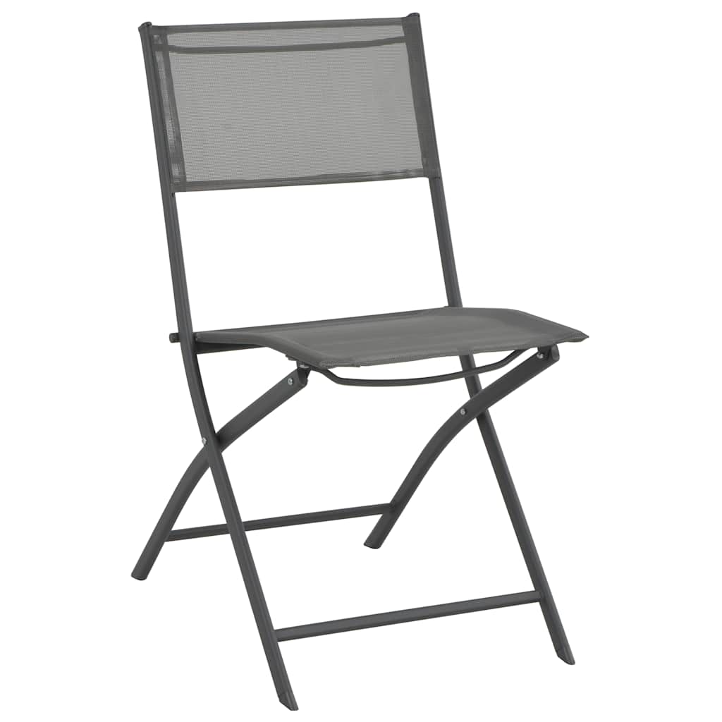 7 Piece Folding Outdoor Dining Set Steel and Textilene Grey