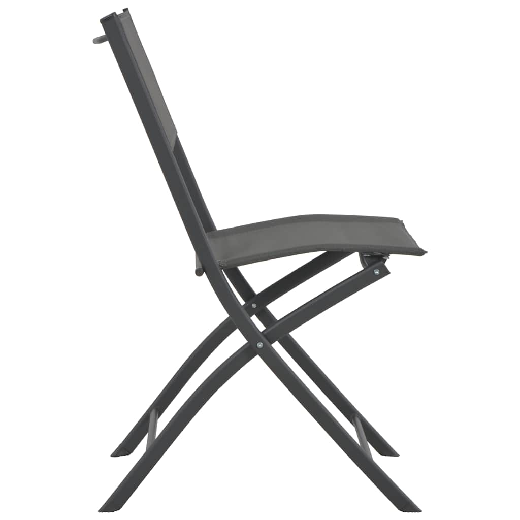 7 Piece Folding Outdoor Dining Set Steel and Textilene Grey
