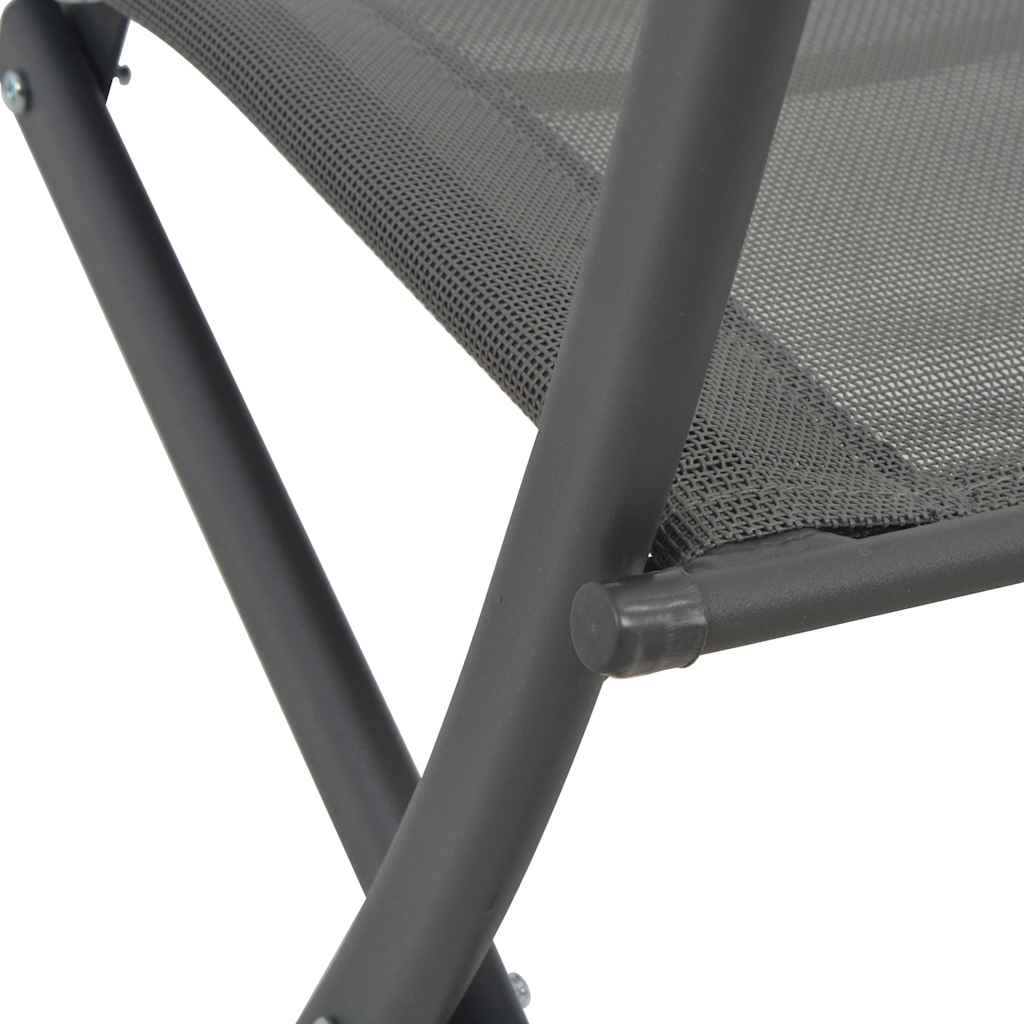 7 Piece Folding Outdoor Dining Set Steel and Textilene Grey